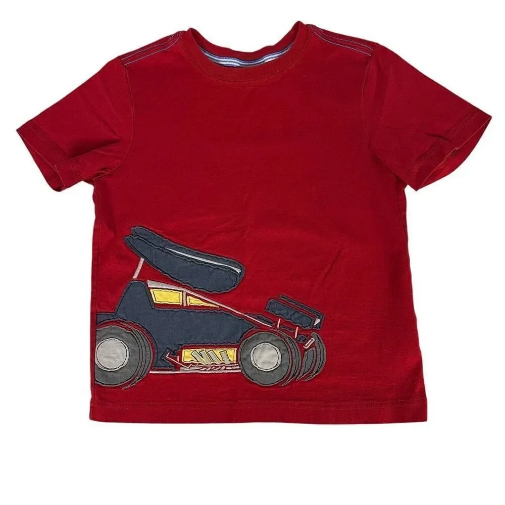 Hanna Andersson Race Car Applique T-Shirt size 140 / 10 Red